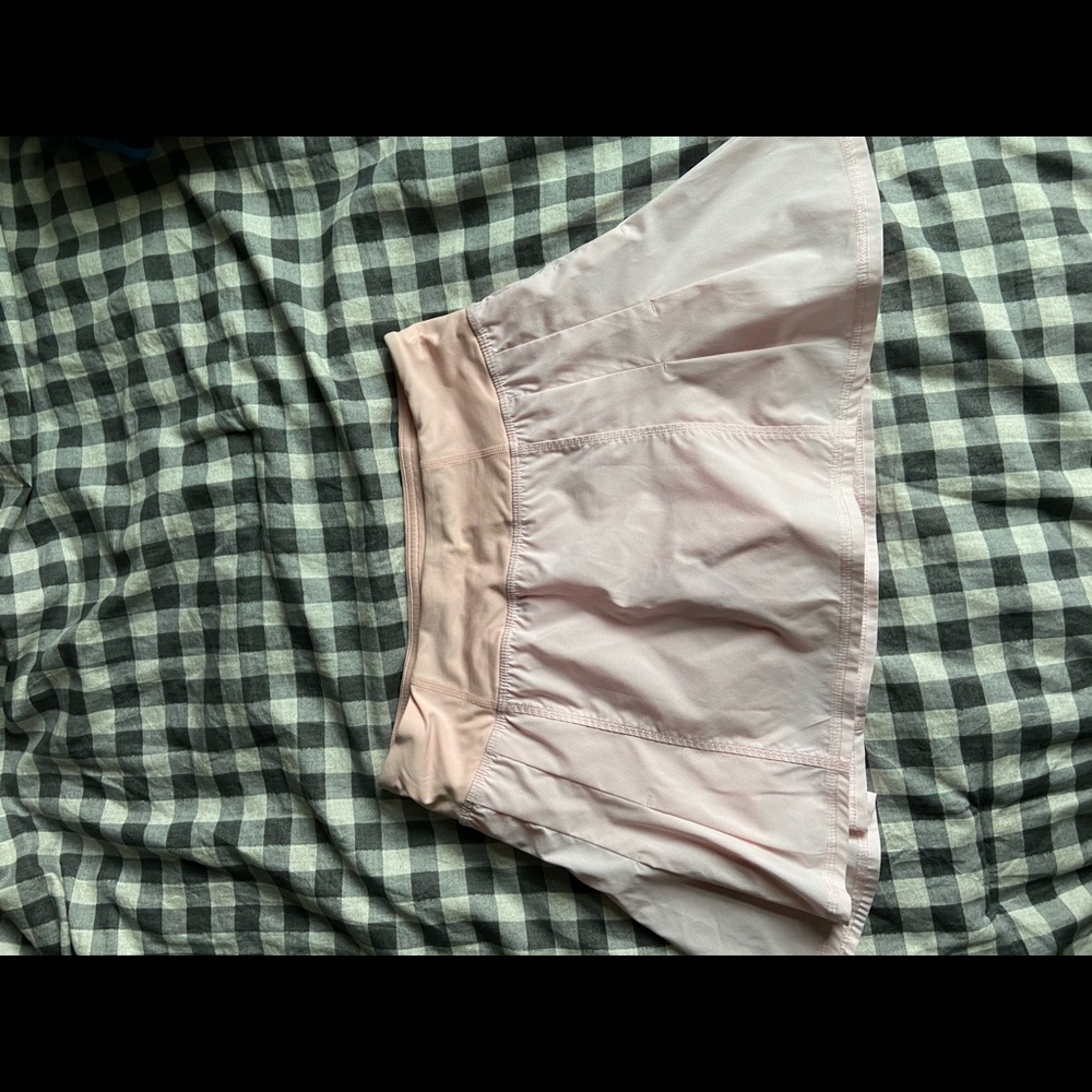 pink and white thin striped skirt from lululemon
